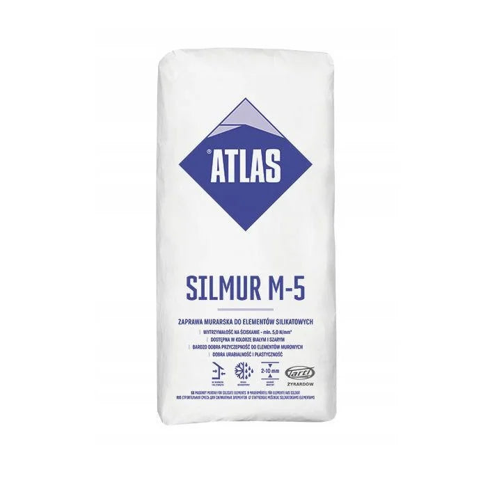 ZAPRAWA DO BLOCZKÓW ATLAS SILMUR M-5 SZARY 25 KG