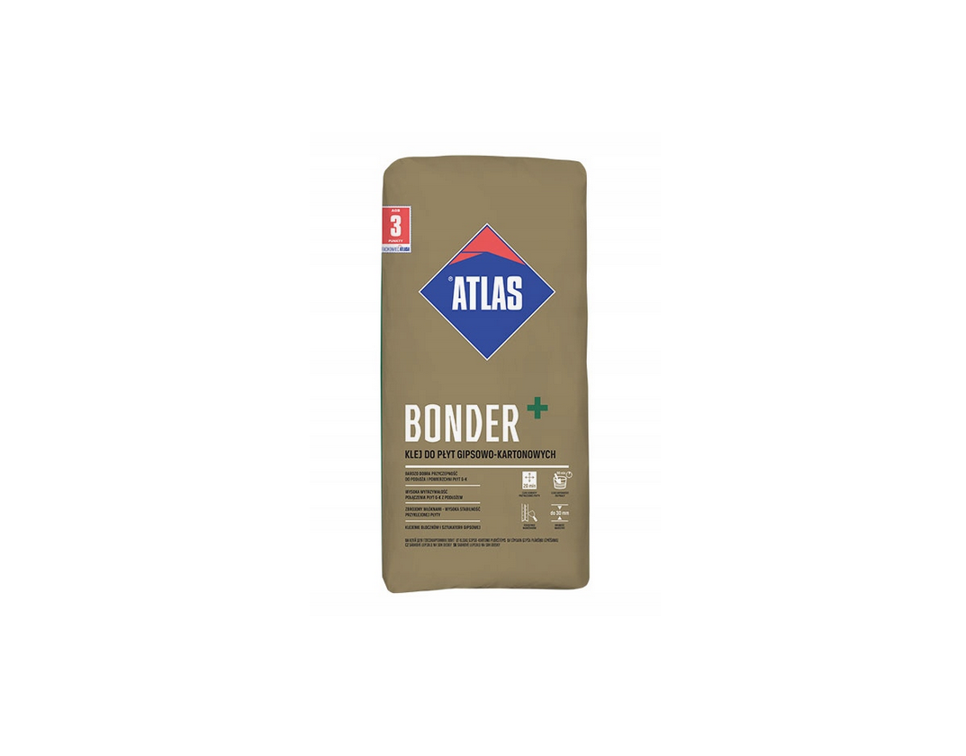 ATLAS BONDER klej GIPSOWY do płyt GKB gipsowo kartonowych 20 kg