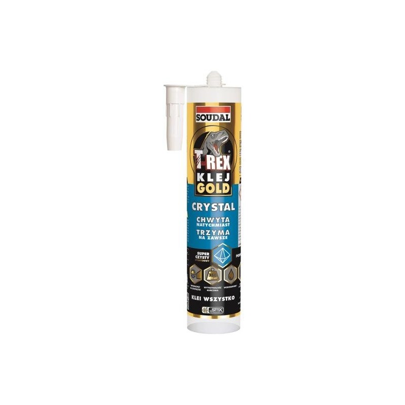 Klej Montażowy Hybrydowy Przeźroczysty Soudal T-Rex Gold Crystal 290ml